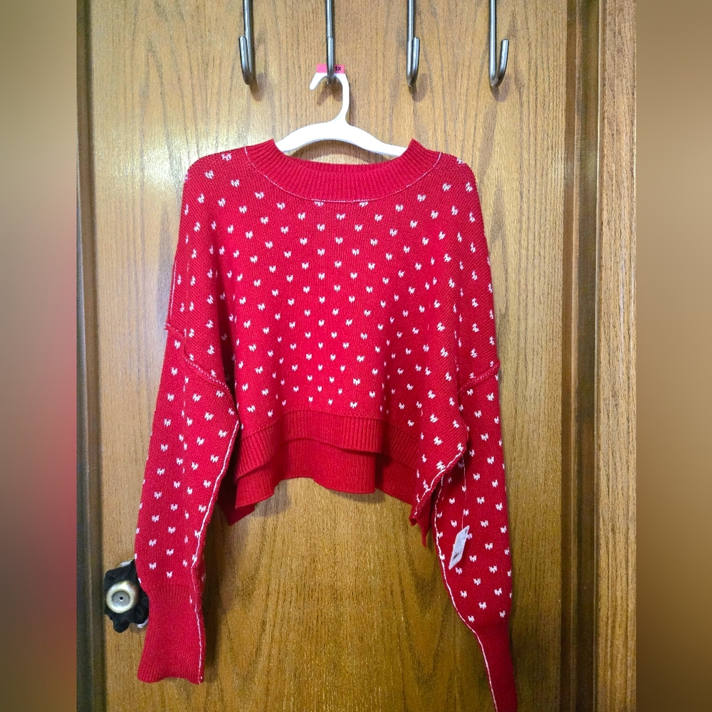 NWT Free People Red Patterned Women's Sweater. Size Medium